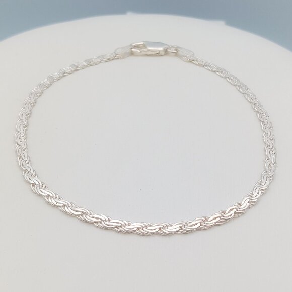 MILOR Italy 925 Sterling Silver French Link Chain Bracelet - Picture 7 of 13
